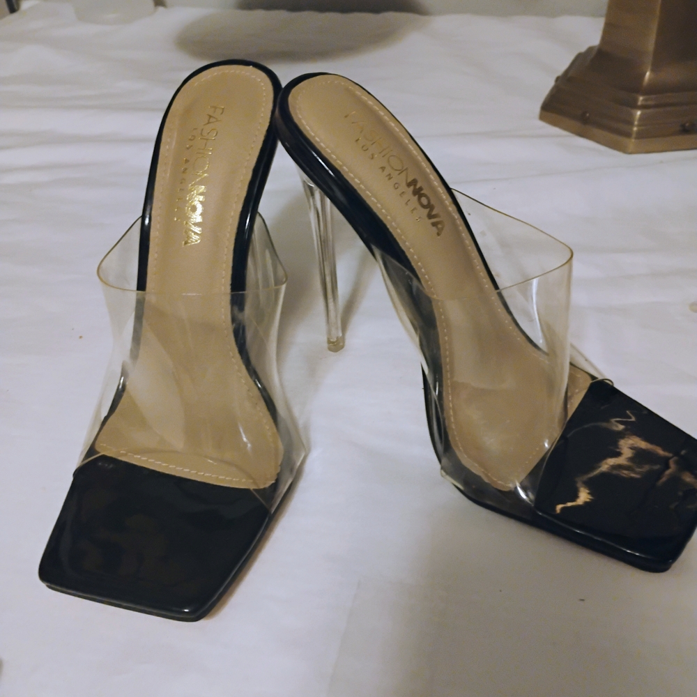 Fashion Nova Black Transparent Heels